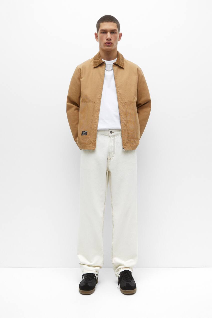 

Джинсы широкого кроя из хлопка Pull&Bear, белый