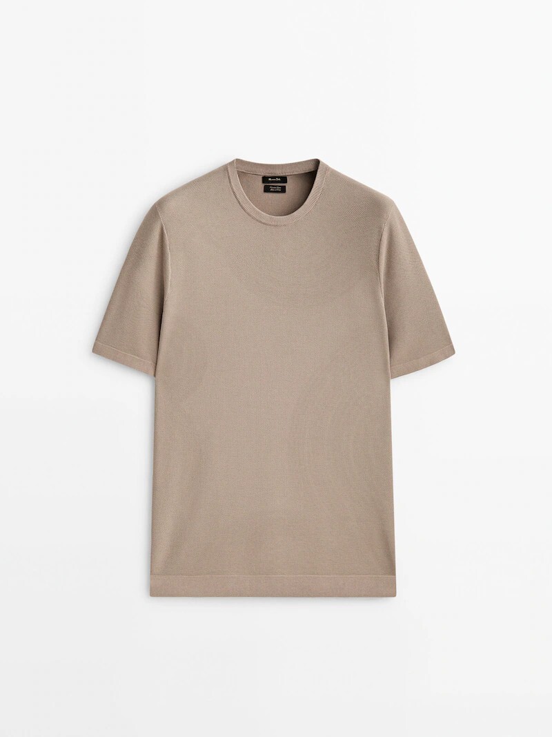 

Футболка тонкой вязки с круглым вырезом Massimo Dutti, норка