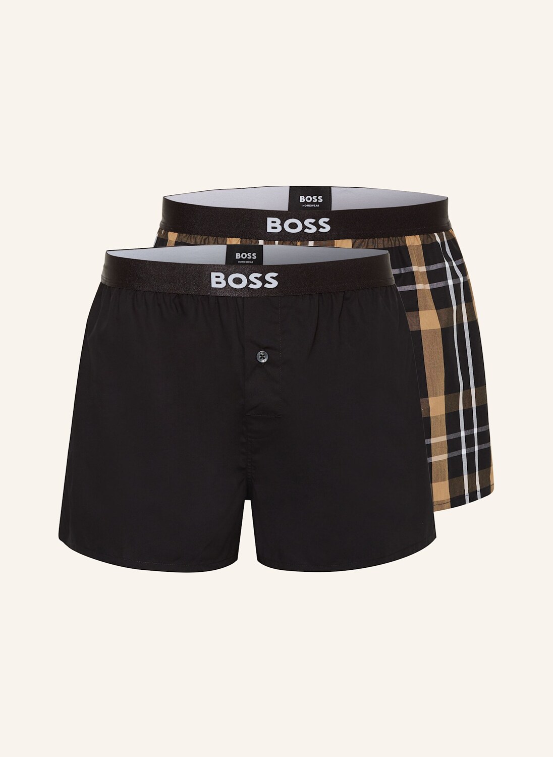 

Комплект из 2 тканых боксеров BOSS, черный/бежевый