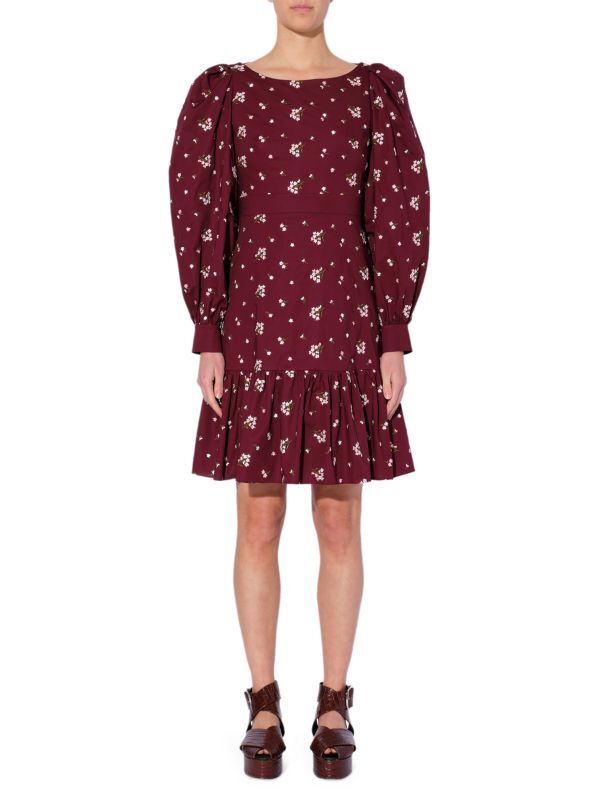 

Платье rydal с пышными рукавами и цветочным принтом Erdem Burgundy