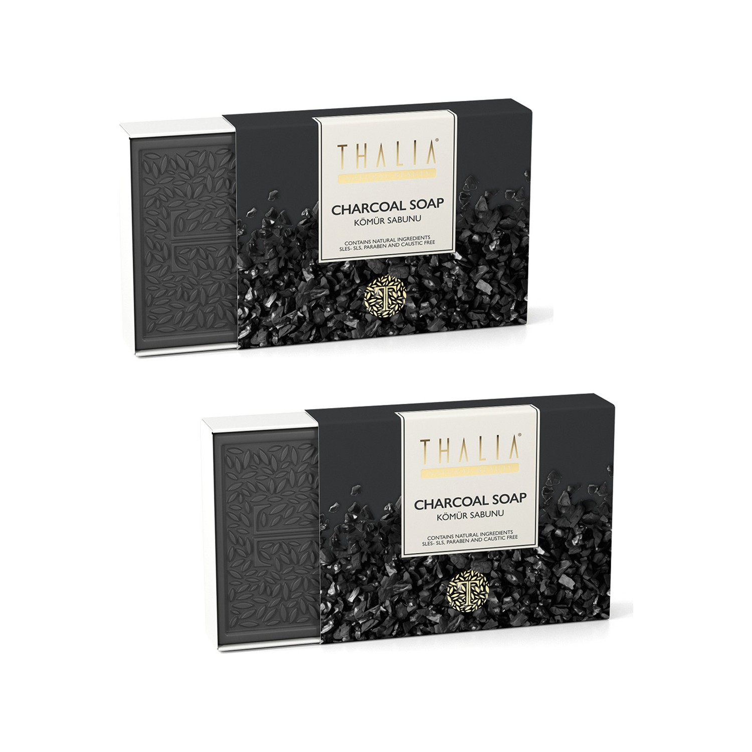 Мыло Thalia Natural Charcoal, 2 x 150 г bamboo charcoal handmade soap 100g natural charcoal soap sea salt in addition to mites oil control goat milk cleansing oil