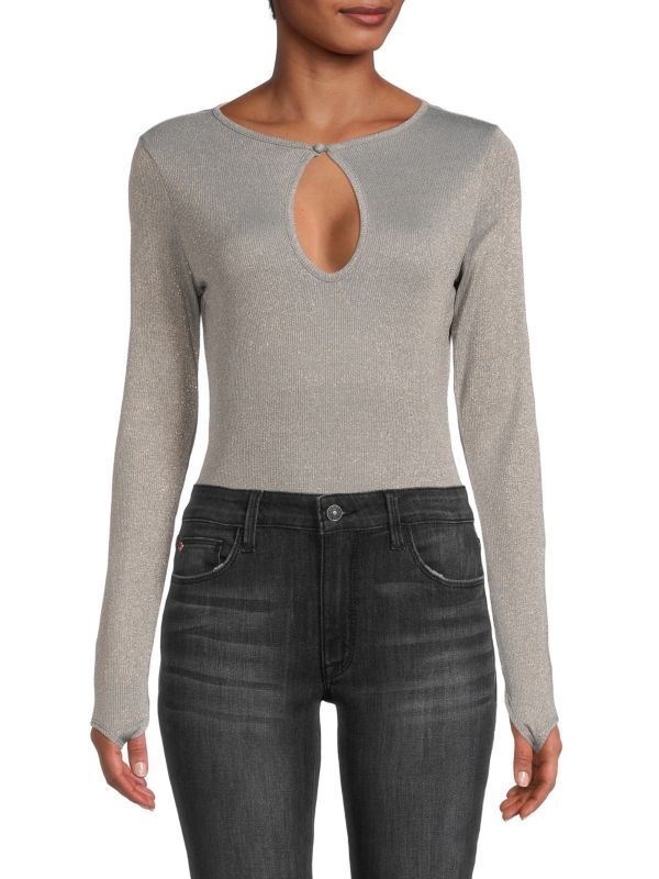 

Боди Трикотажное BCBGMAXAZRIA с эффектом металлик, серебряный