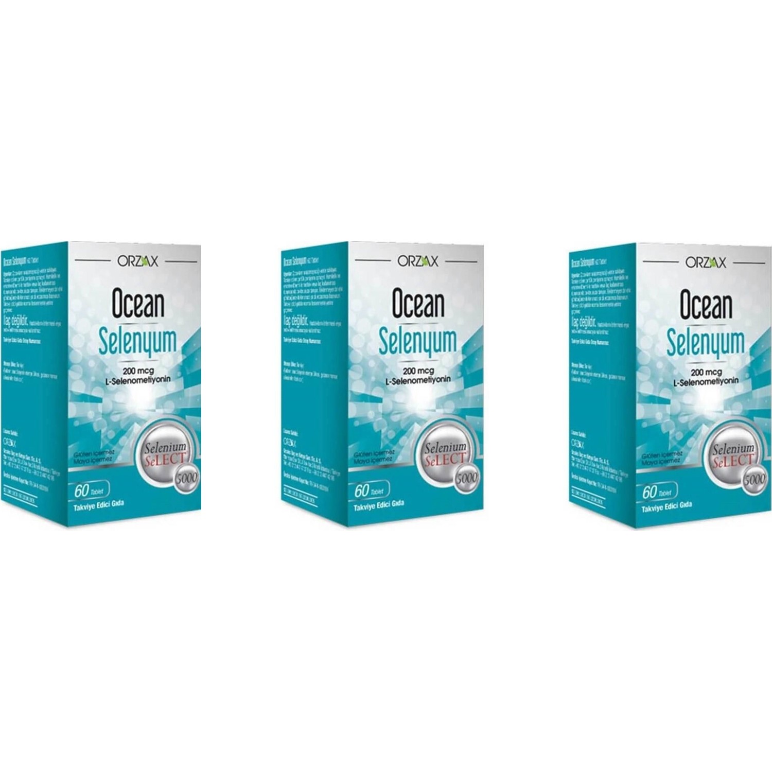Селен Orzax Ocean, 3 упаковки по 60 таблеток kal malatonin 3 mg 120 tablets
