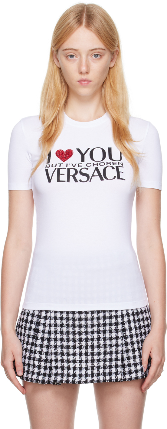 

Белая футболка \Я люблю тебя, но\"" Versace, Белый