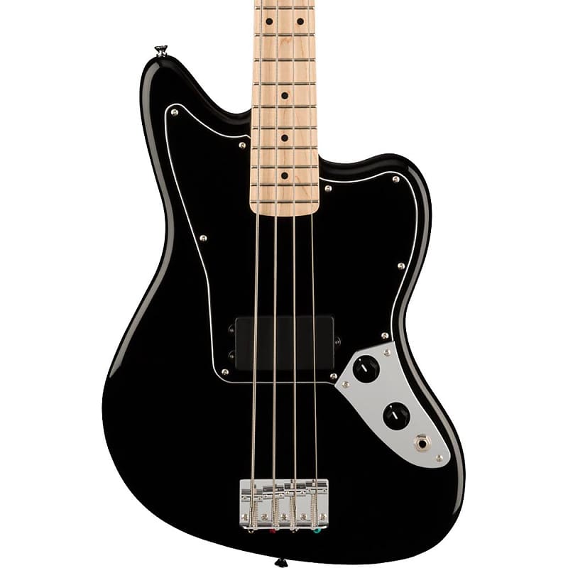 Squier Affinity Series Jaguar Electric Bass Guitar H Maple, черная накладка, черный Affinity Series Jaguar Bass H Maple, Pickguard, Black цена и фото