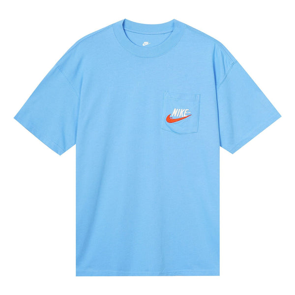 Футболка Men's Nike Sportswear Casual Sports Breathable Back Large Logo Round Neck Short Sleeve University Blue T-Shirt, мультиколор