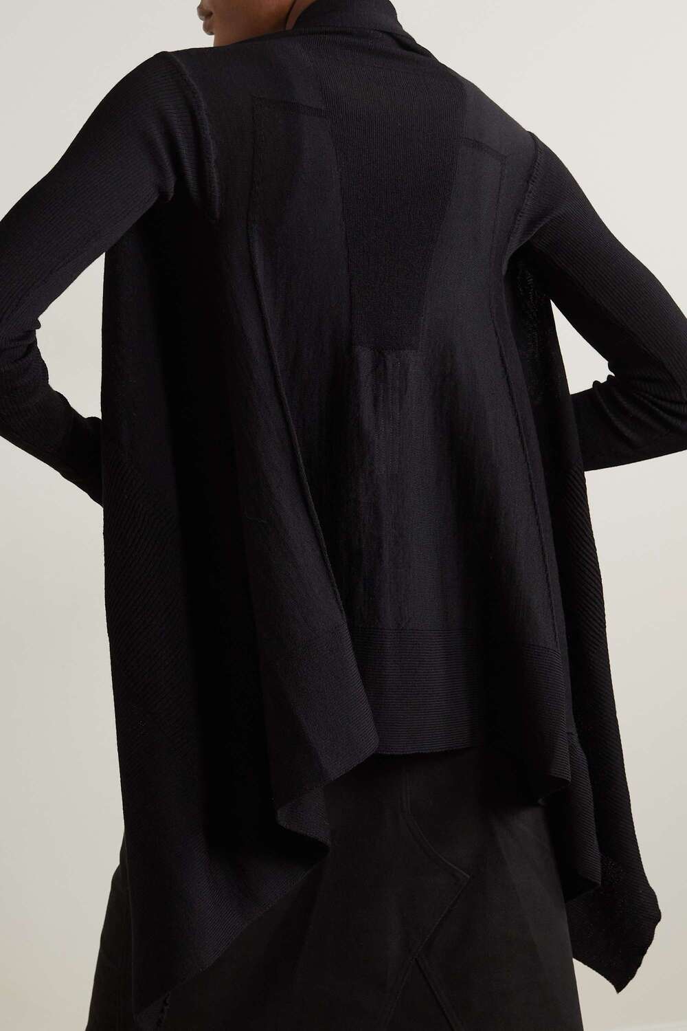 

RICK OWENS Кардиган из шерсти в рубчик с драпировкой, черный