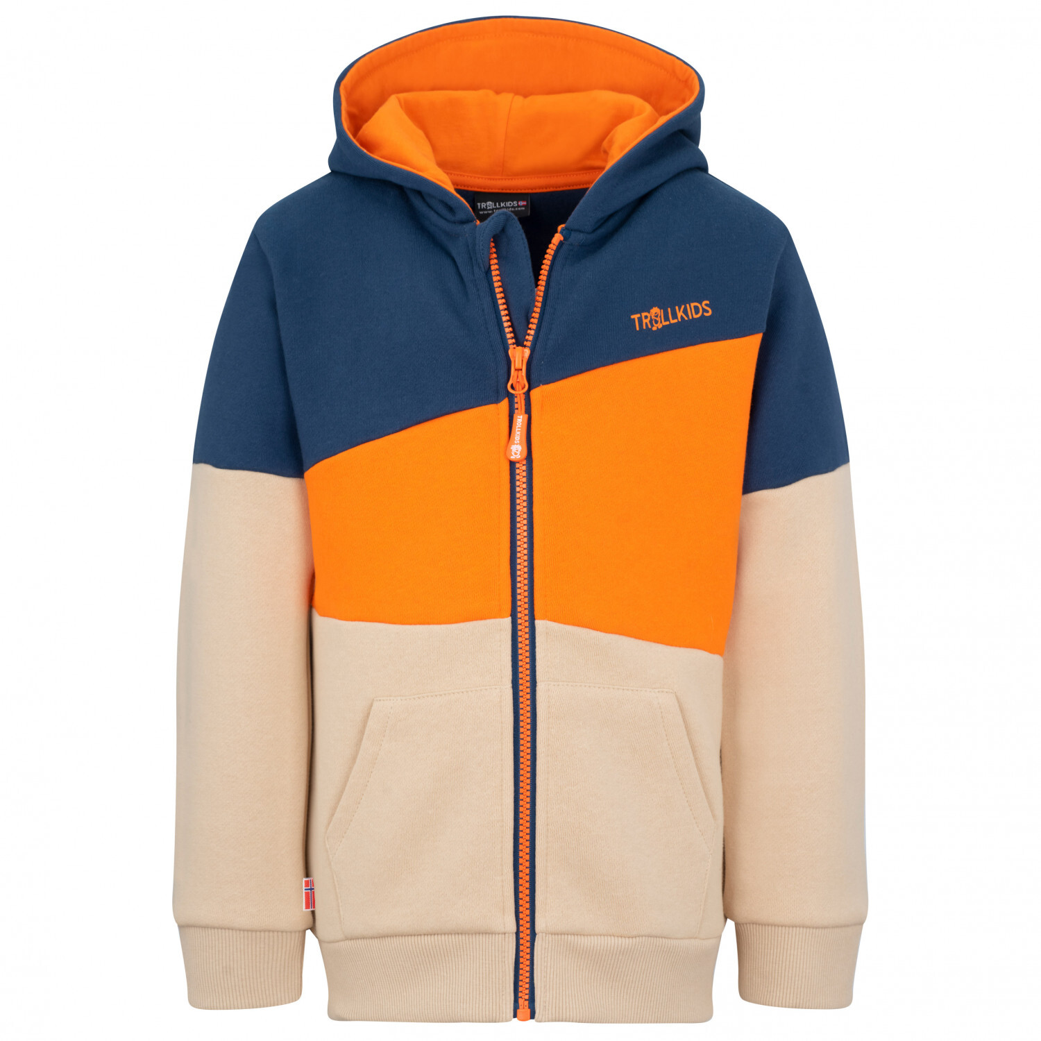 

Толстовка с капюшоном Trollkids Kid's Alesund, цвет Desert/Bright Orange