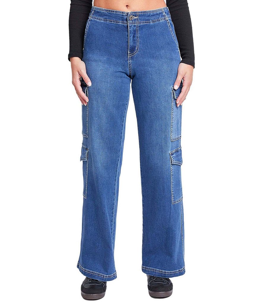 Джинсы-карго YMI Jeanswear с высокой посадкой, синий