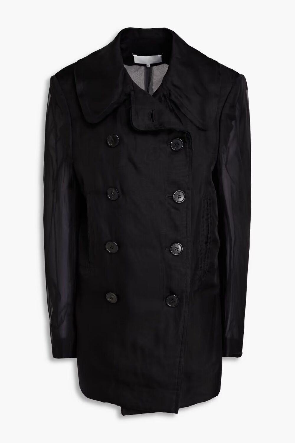 

Двубортный многослойный жакет из хлопка и органзы Maison Margiela, черный
