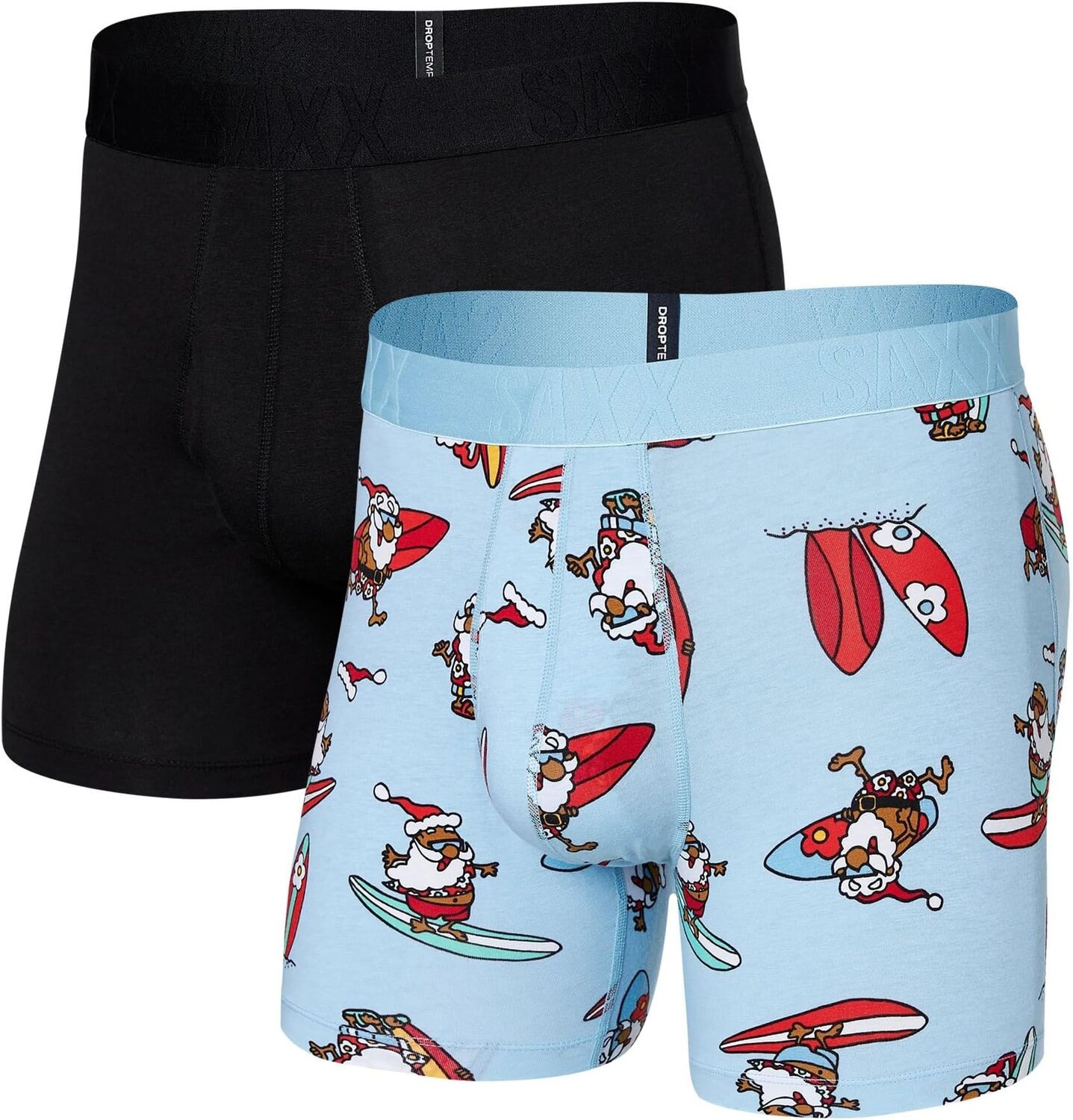 

Боксеры SAXX UNDERWEAR Droptemp Cooling Cotton Boxer Brief Fly 2-Pack, цвет Surf's Up/Black