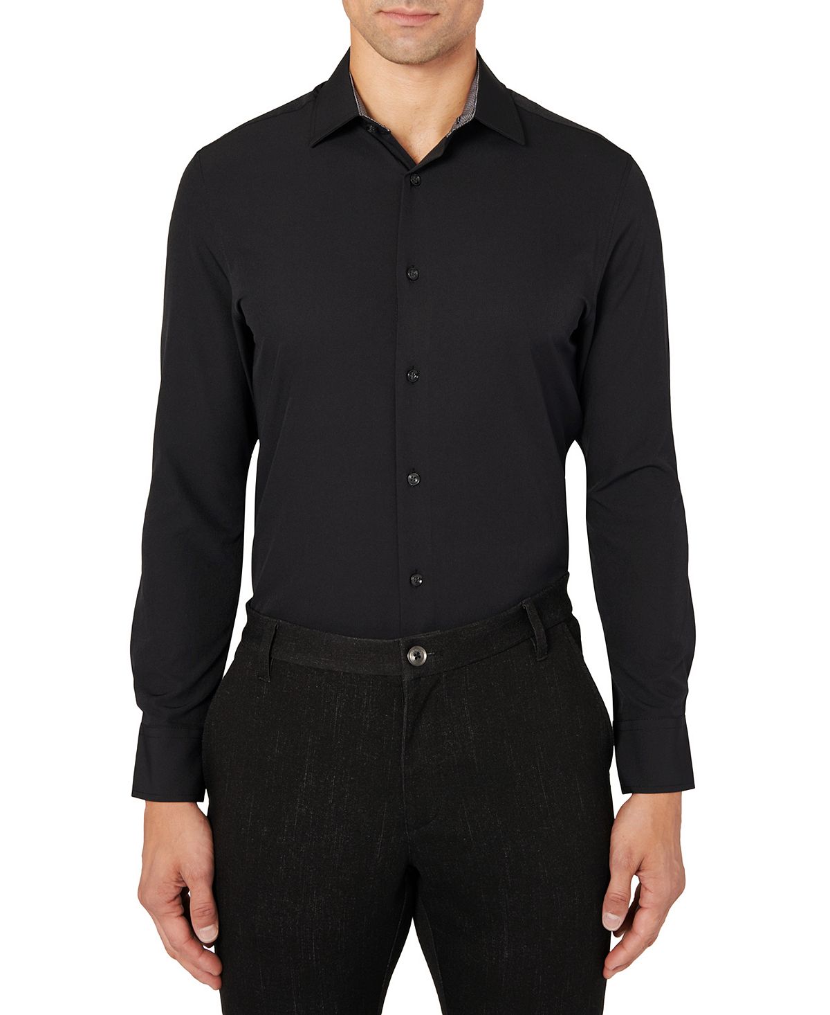 цена Мужская классическая рубашка slim-fit solid performance stretch cooling comfort ConStruct, черный