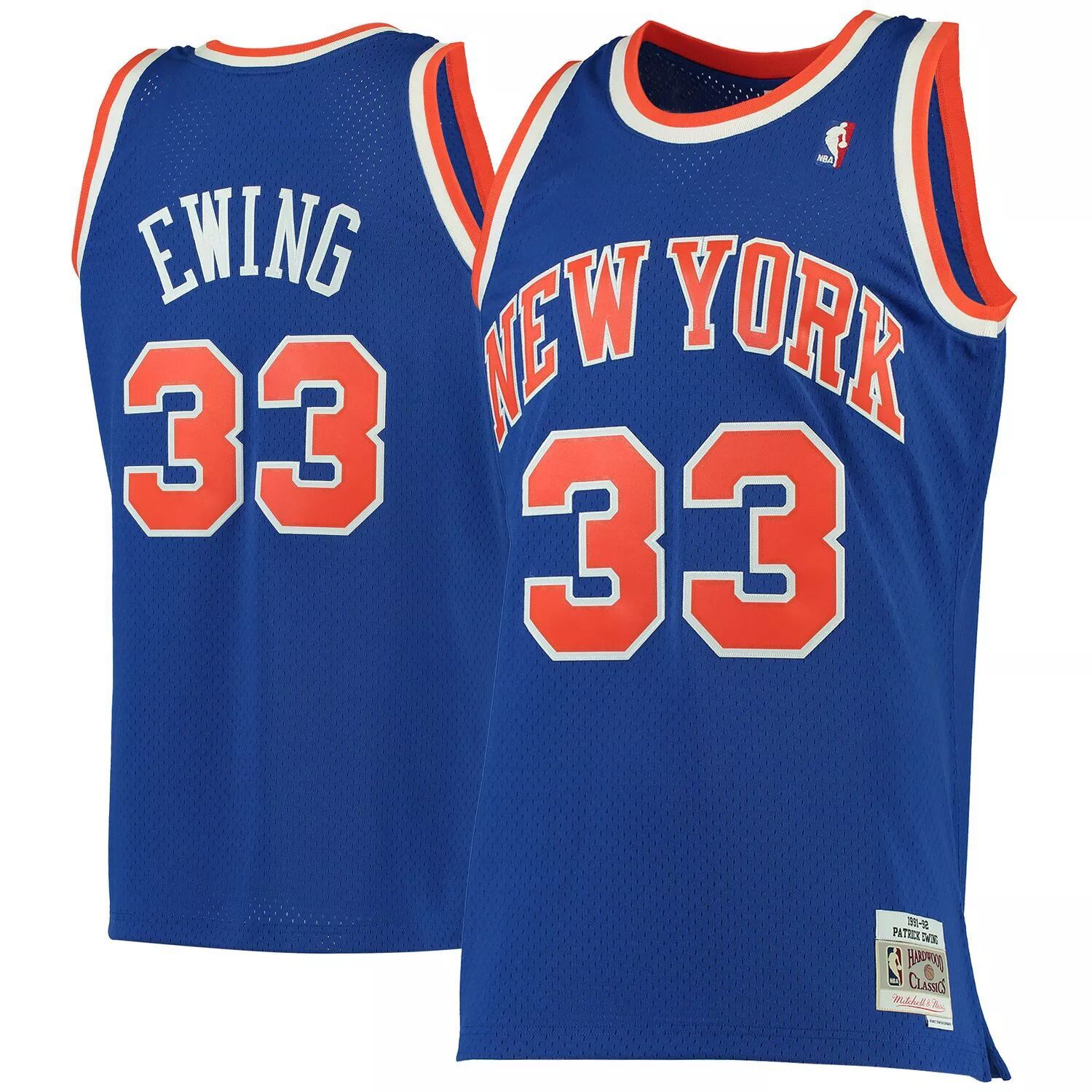 

Мужская синяя майка Mitchell & Ness Патрик Юинг New York Knicks 1991-92 Hardwood Classics Swingman