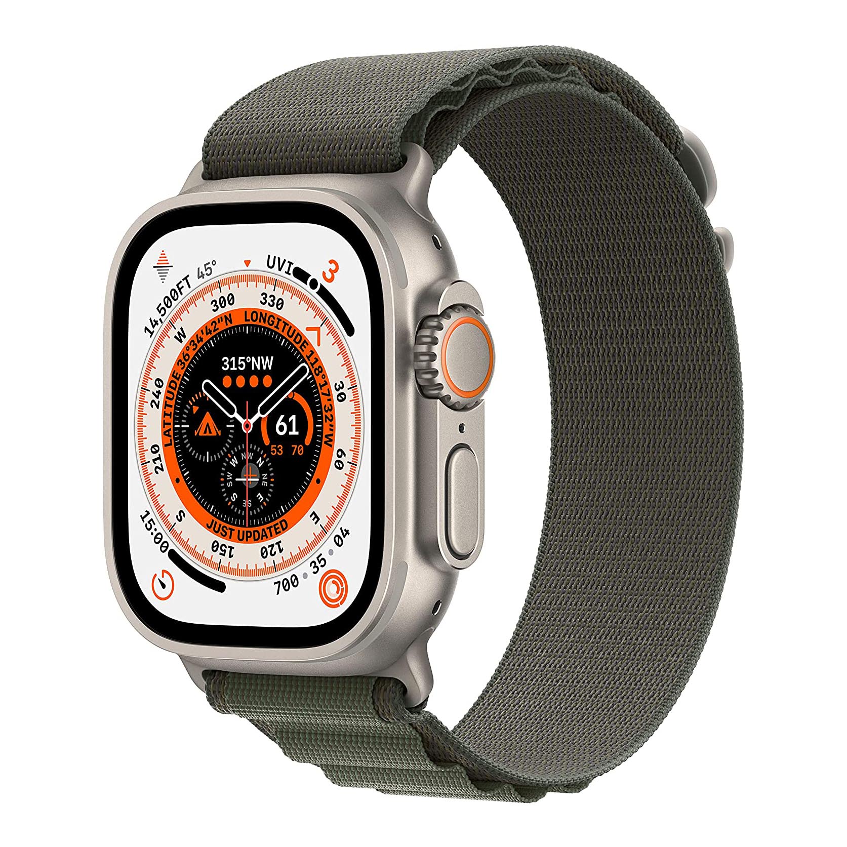 Умные часы Apple Watch Ultra 49mm GPS+Cellular L, серебристый/зеленый умные часы apple watch ultra 49mm gps cellular l mqft3ae a серебристый белый