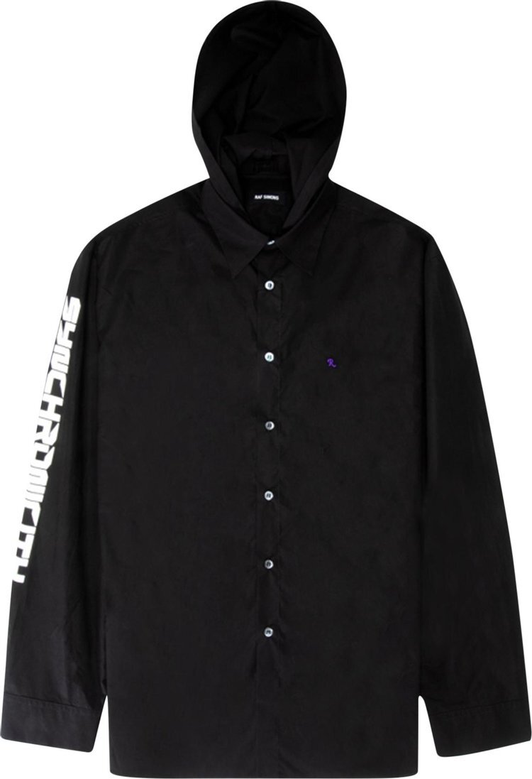 

Рубашка Raf Simons Hooded Overshirt 'Black', черный