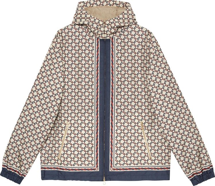 

Куртка Gucci Nylon Jacket With Geometric G Motif Ivory/Blue, слоновая кость