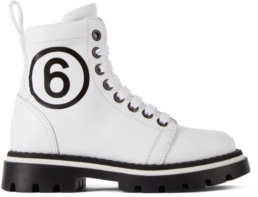 

Детские белые ботинки с логотипом MM6 Maison Margiela