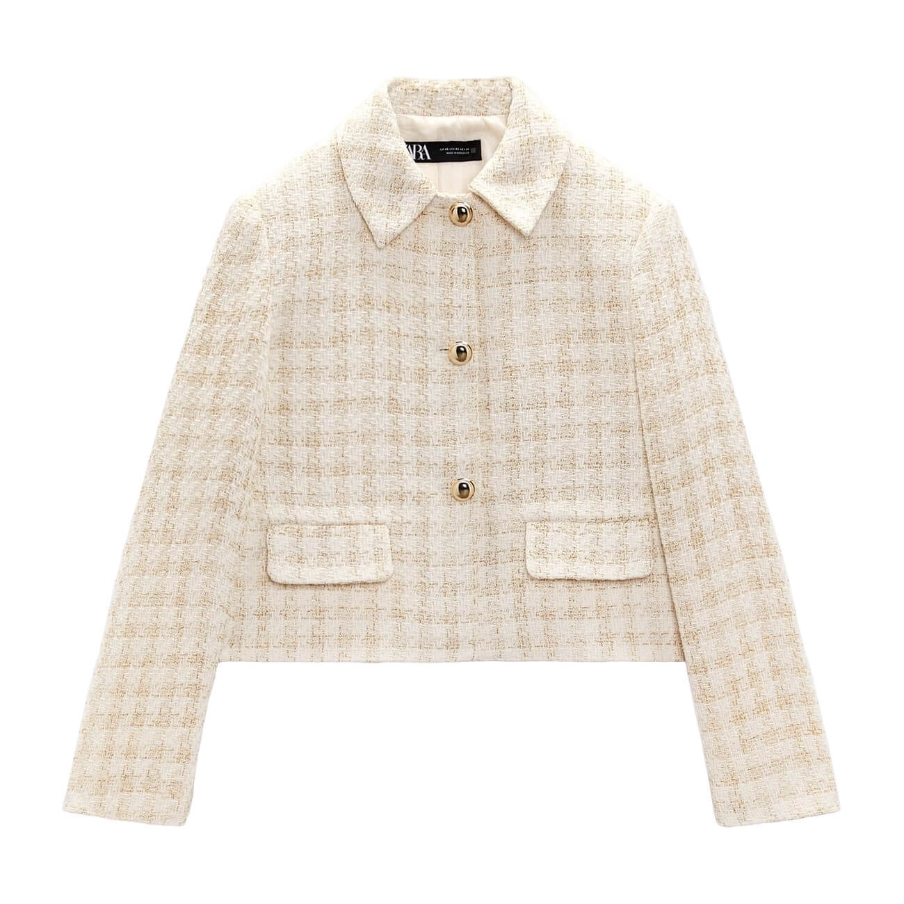 

Блейзер Zara Checked Textured, экрю