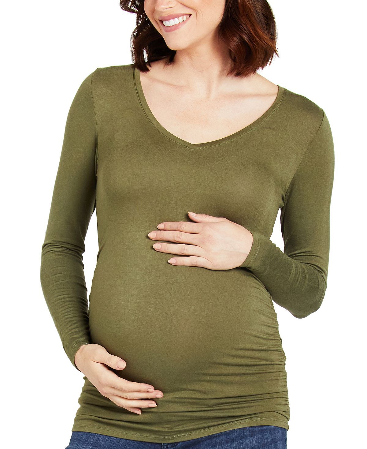 

Футболка для беременных с длинным рукавом и боковыми рюшами Motherhood Maternity, мульти