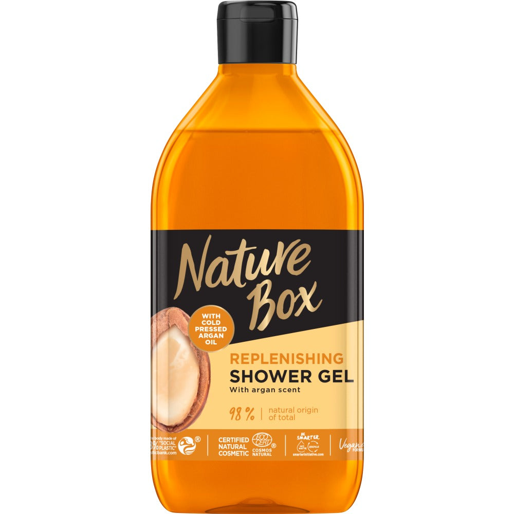 цена Nature Box Гель для душа Argan Oil питательный с аргановым маслом 385мл