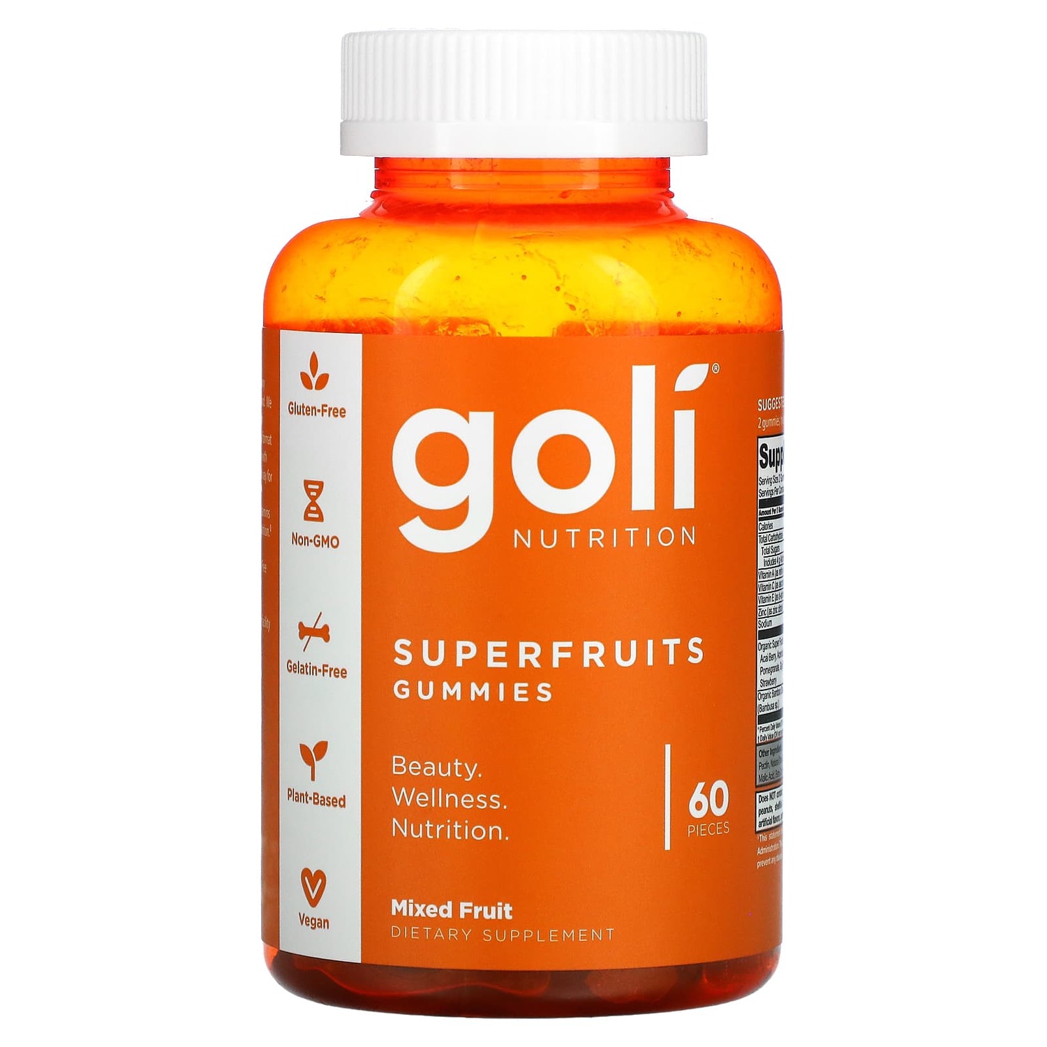 

Суперфруктовые жевательные мармеладки, фруктовое ассорти, 60 шт., Goli Nutrition