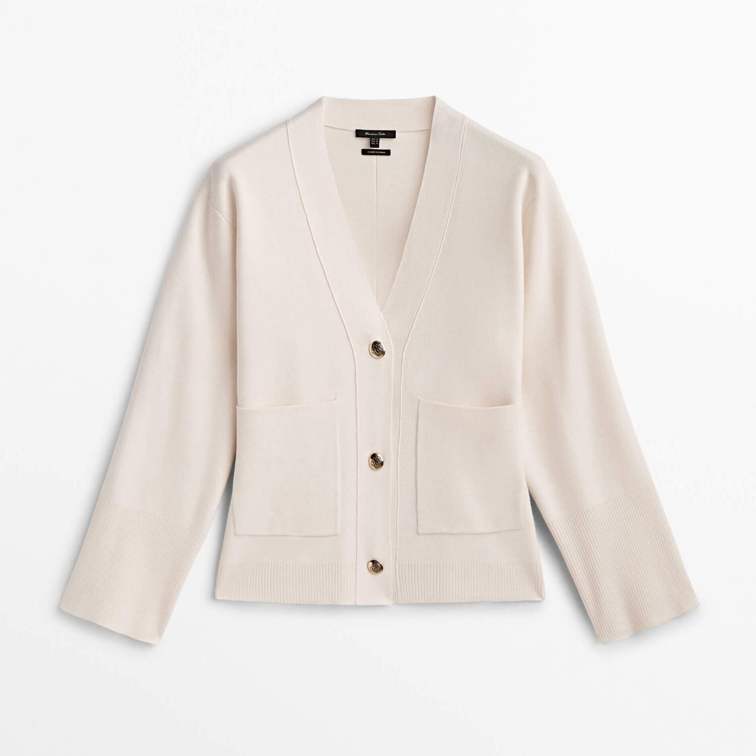 

Кардиган Massimo Dutti Fitted Knit, бледный экрю