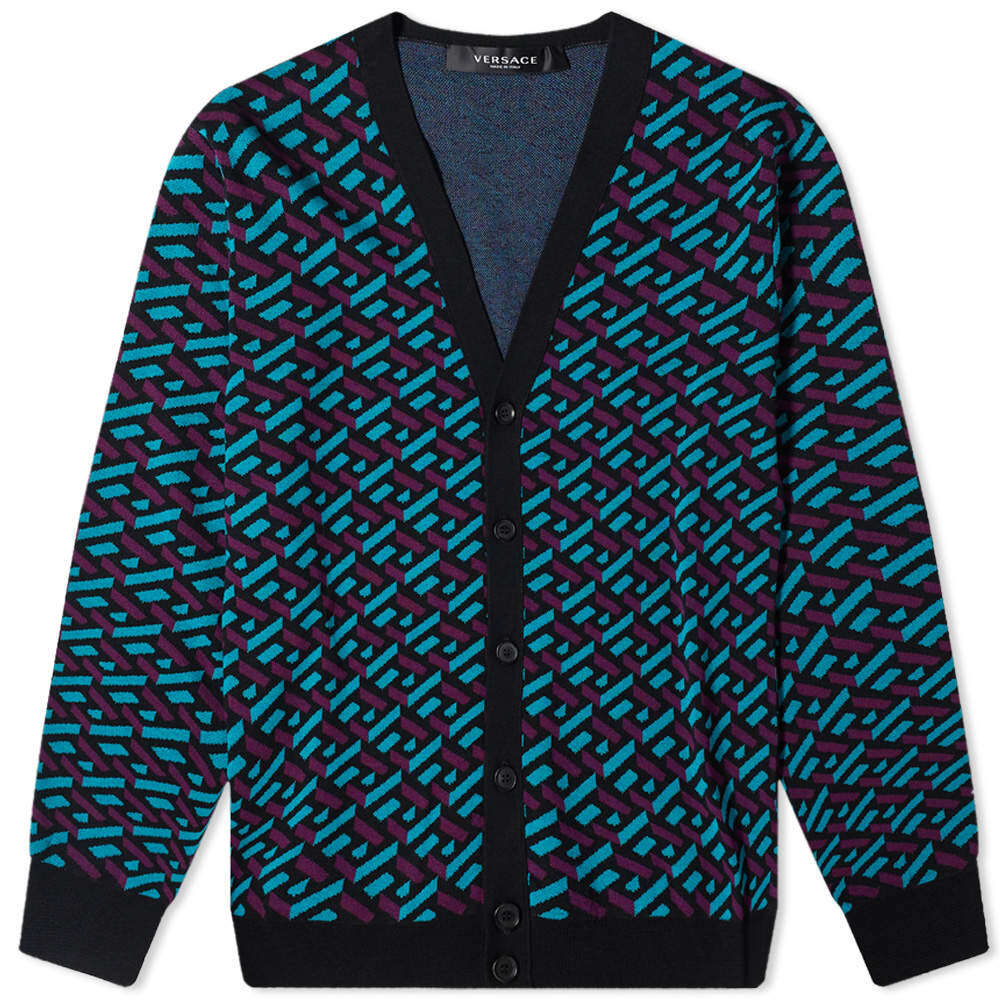 

Джемпер Versace Geometric Intarsia Cardigan, Черный
