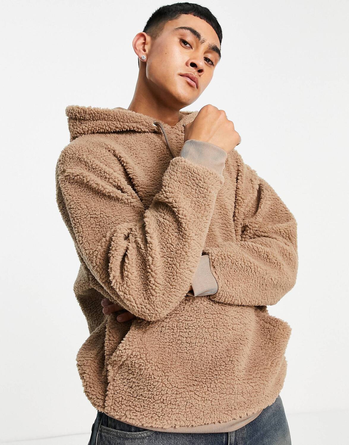 

Бежевое худи свободного кроя ASOS DESIGN