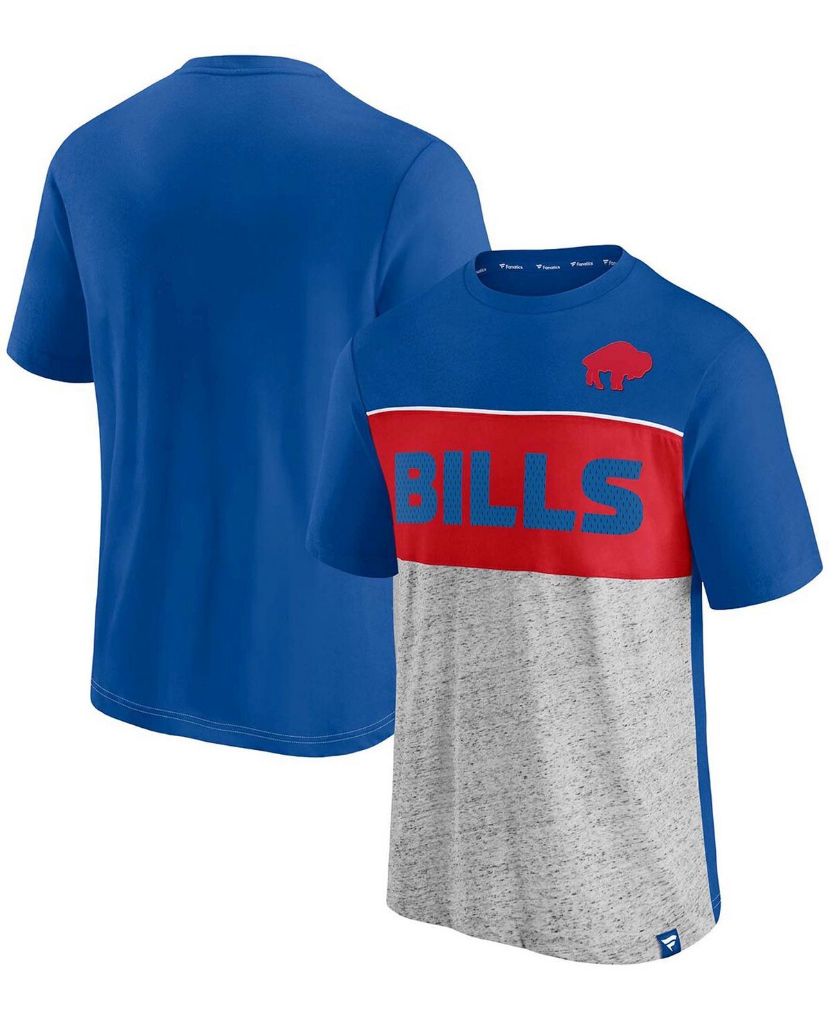 

Мужская королевская, серая меланжевая футболка buffalo bills throwback с цветными блоками Fanatics, мульти