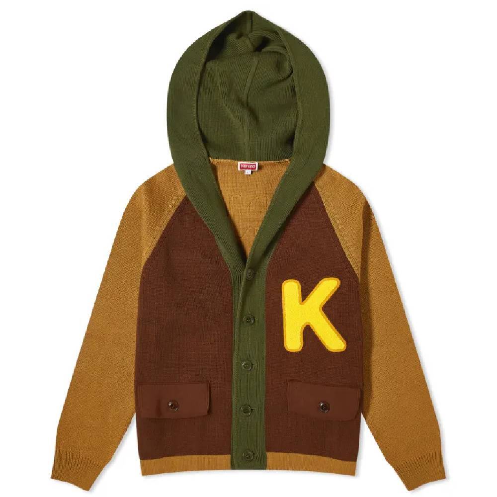 

Кардиган с капюшоном Kenzo Colour Block, коричневый