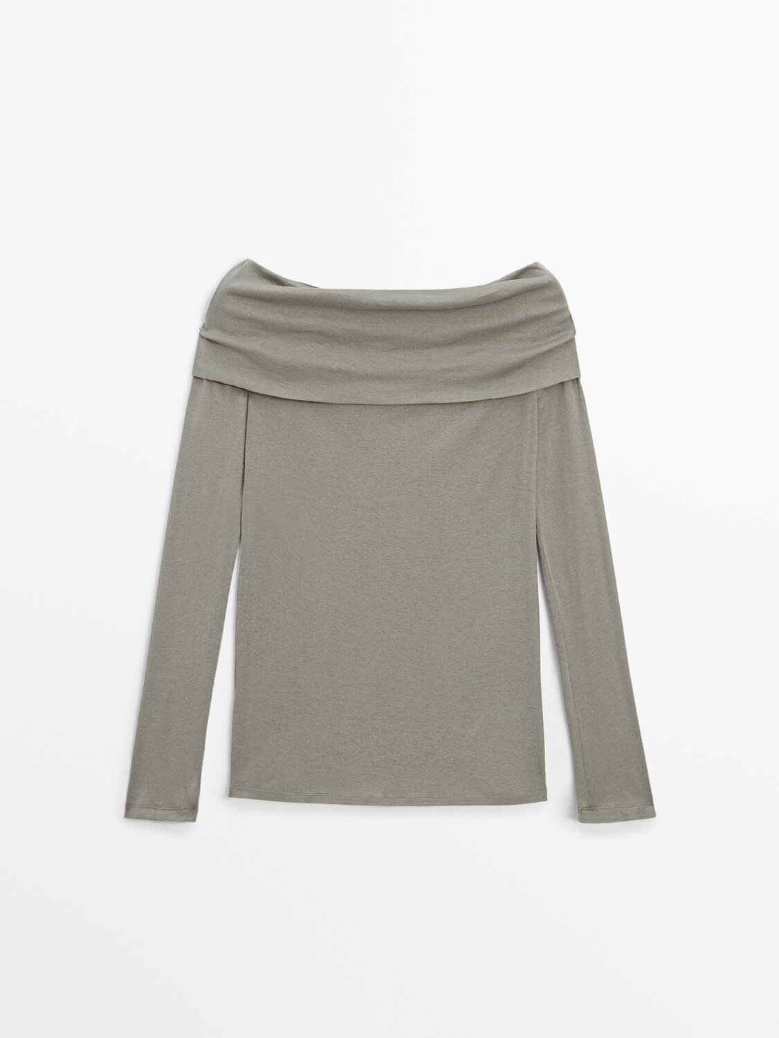 

Длинный топ с открытыми плечами Massimo Dutti, серый