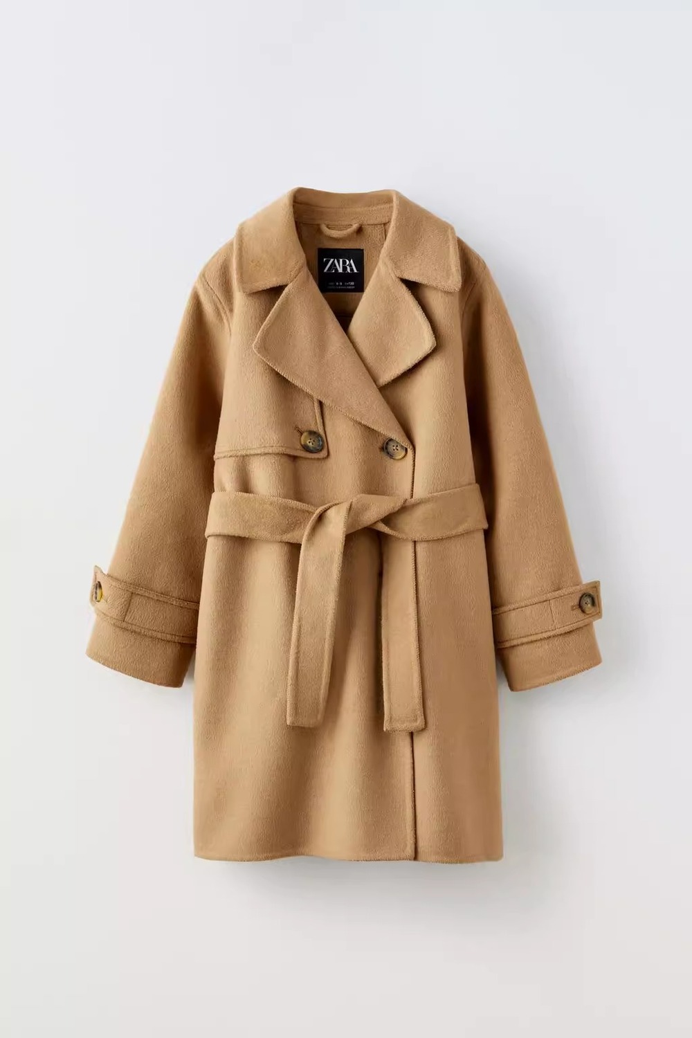 

Пальто ZARA Long Wool Blend Trench, светло-коричневый