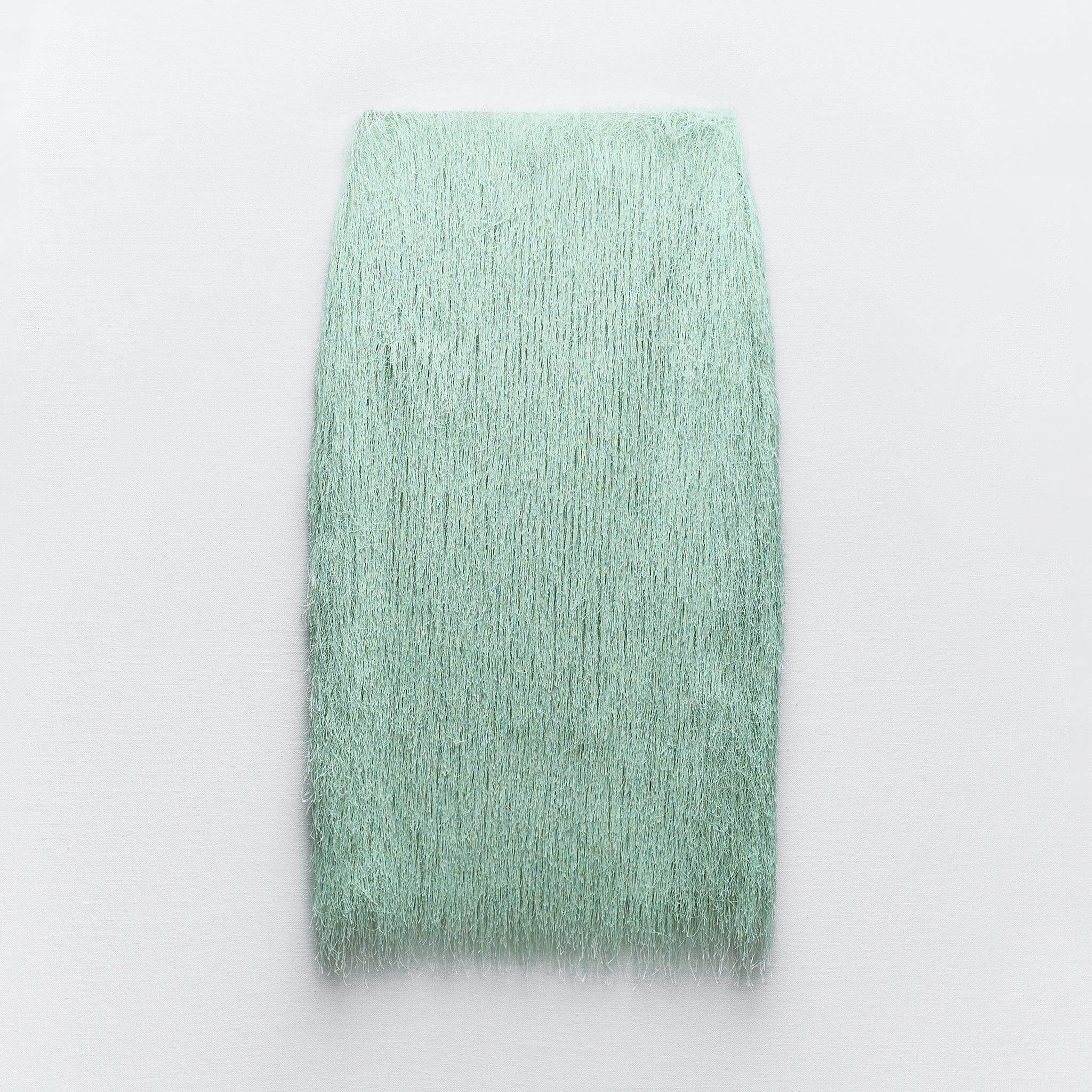Юбка-миди Zara With Fringe, зеленый юбка миди zara pointelle knit зеленый