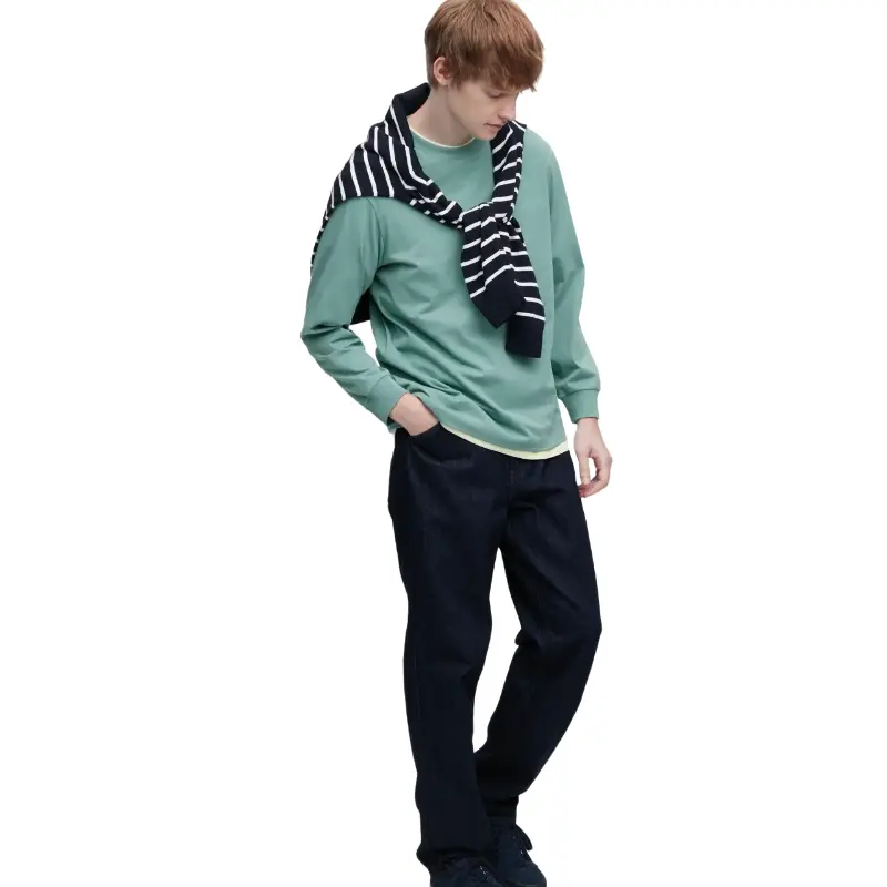 

Футболка Uniqlo Airism Cotton Crew Neck Long Sleeved, зеленый
