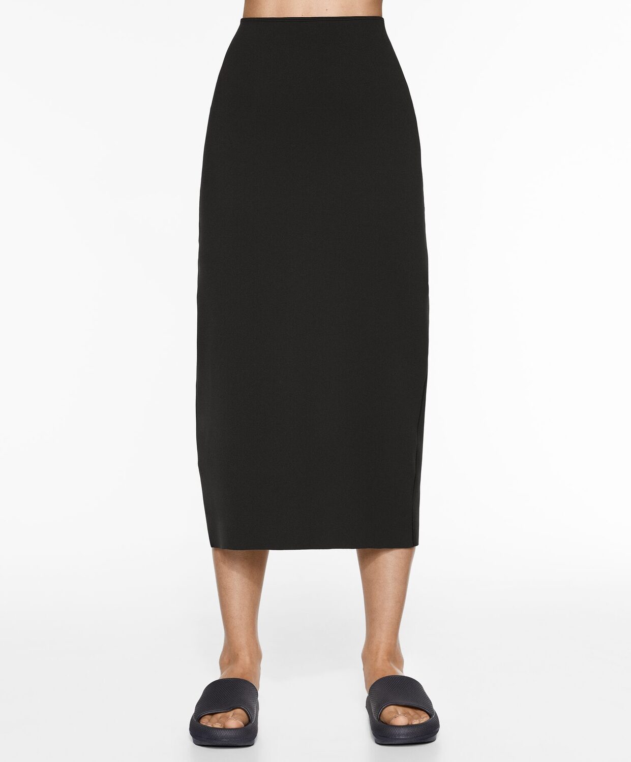 

Юбка Oysho Neoprene Effect Super High Rise Midi, черный