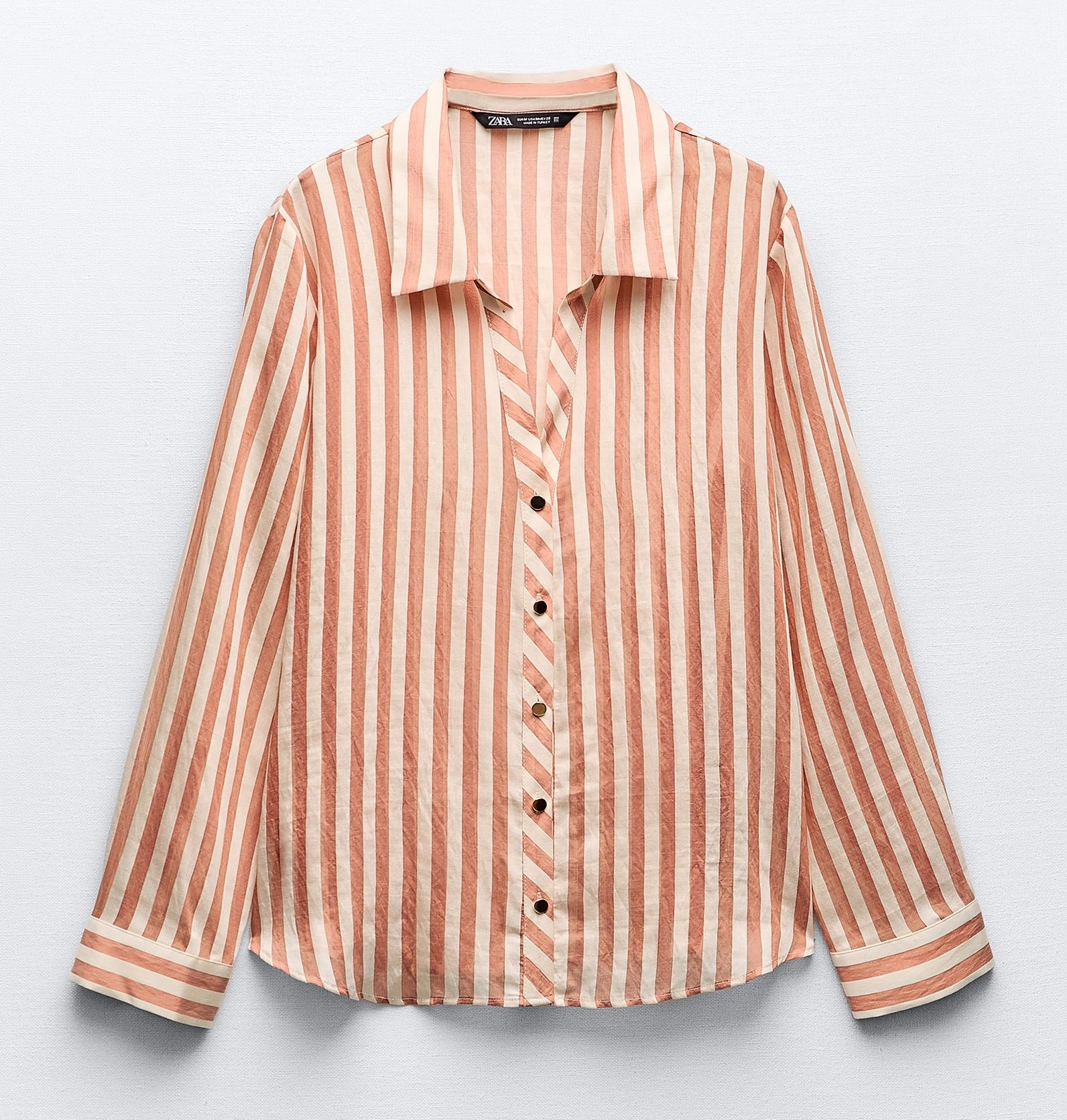 Рубашка Zara Striped, темно-оранжевый свитер zara contrast striped оранжевый