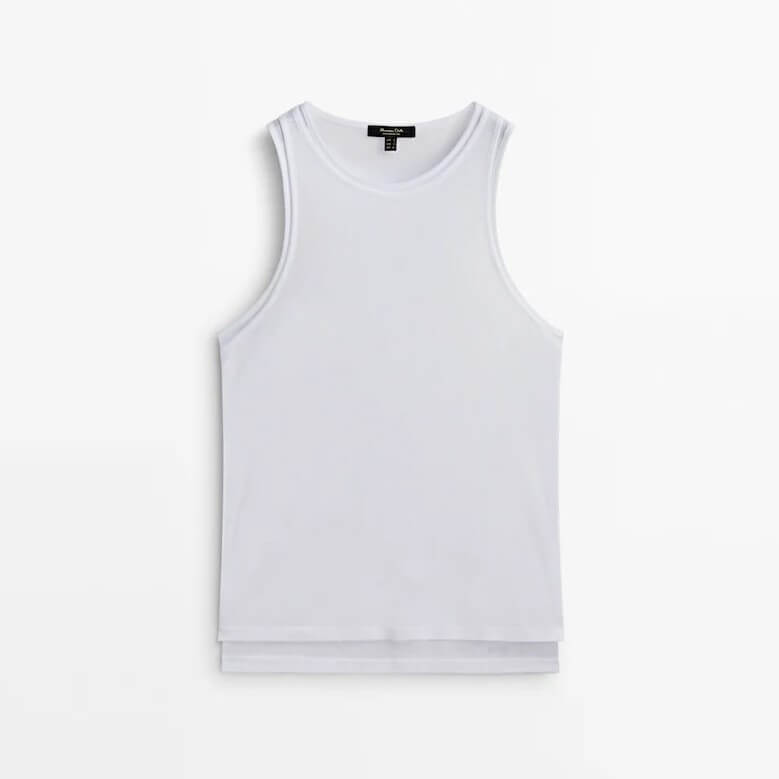

Майка Massimo Dutti Cotton Double, светло-бежевый