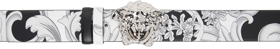 

Бело-черный двусторонний ремень La Medusa Versace