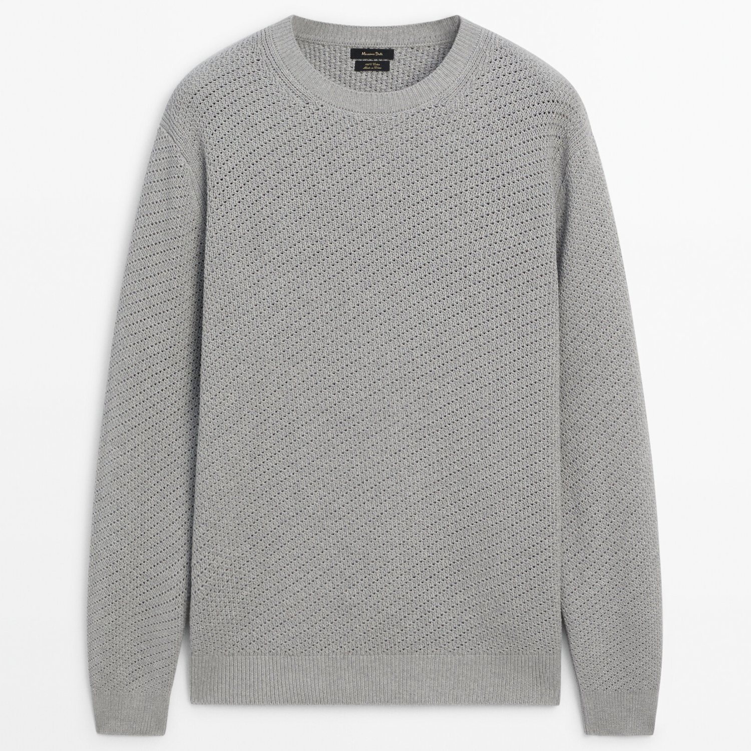Свитер Massimo Dutti Crew Neck Cotton Mesh Knit, серый свитер massimo dutti 100% cotton crew neck чёрный