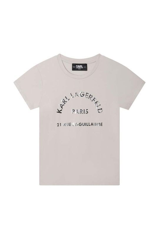 

Детская хлопковая футболка Karl Lagerfeld, бежевый