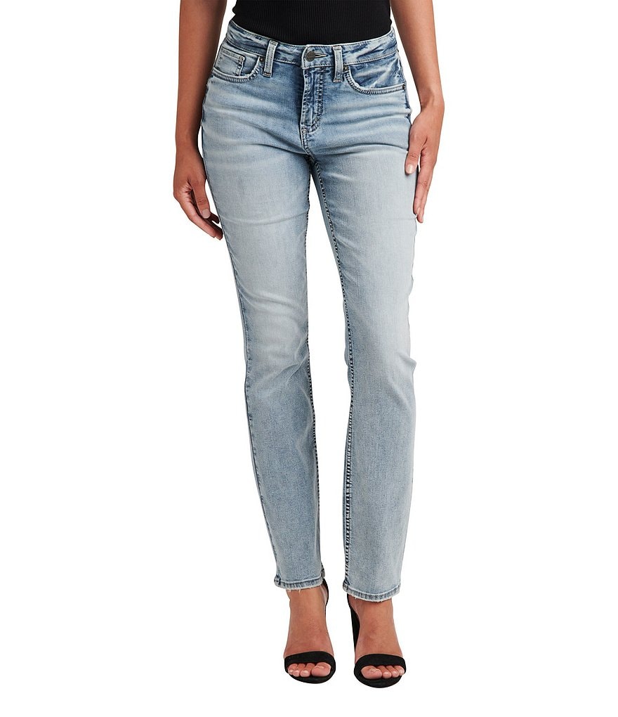 Узкие прямые джинсы с высокой посадкой Silver Jeans Co., синий