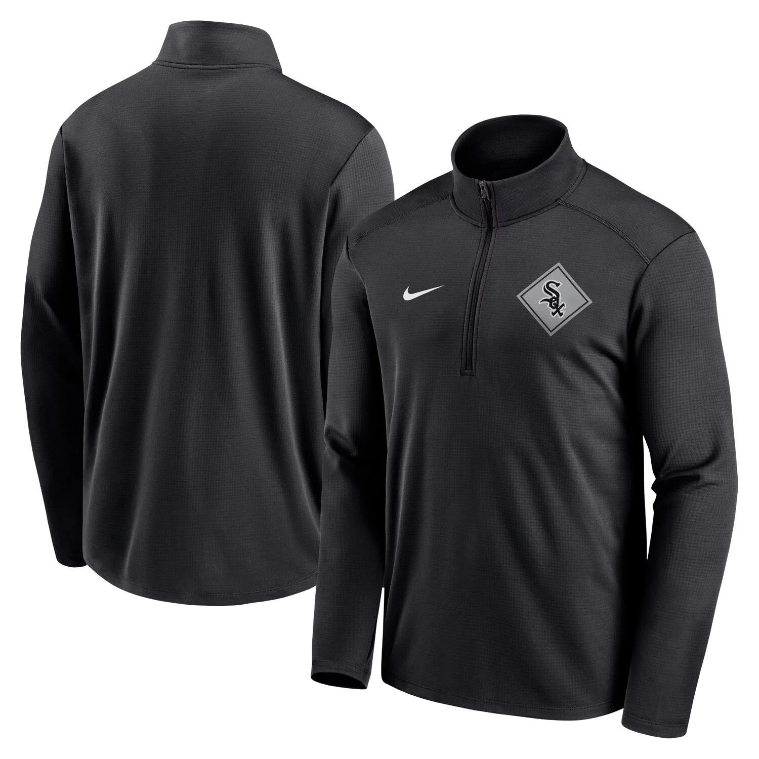 

Мужская футболка с молнией без четверти черного цвета Chicago White Sox Diamond Icon Pacer Performance Nike, Черный