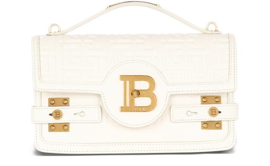 

Сумка B-Buzz 24 из зерненой кожи с монограммой Balmain, бежевый