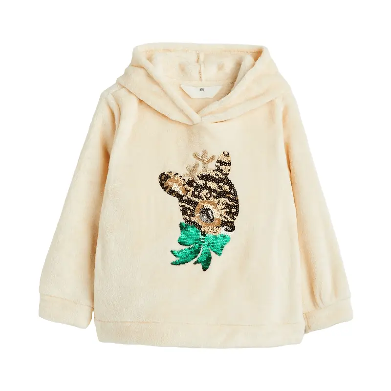 

Толстовка худи H&M Teddy Fabric Reindeer, светло-бежевый