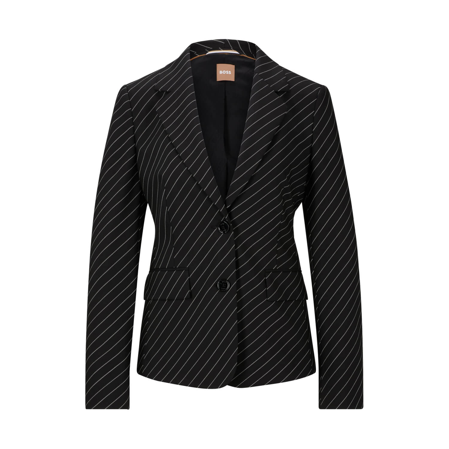Пиджак Boss Single-Breasted In Striped Stretch Wool, черный жакет в полоску 44 46 размер
