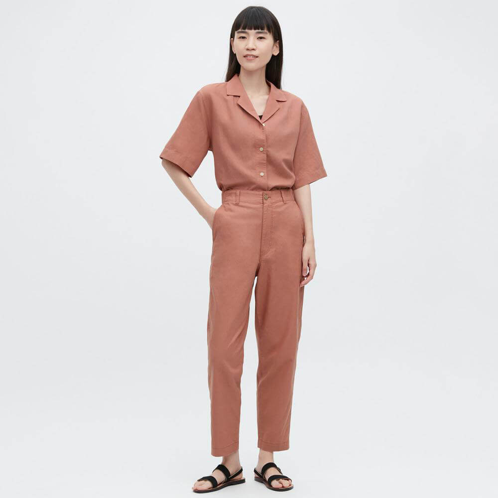 

Брюки Uniqlo Linen Cotton Blend Tapered, коричневый