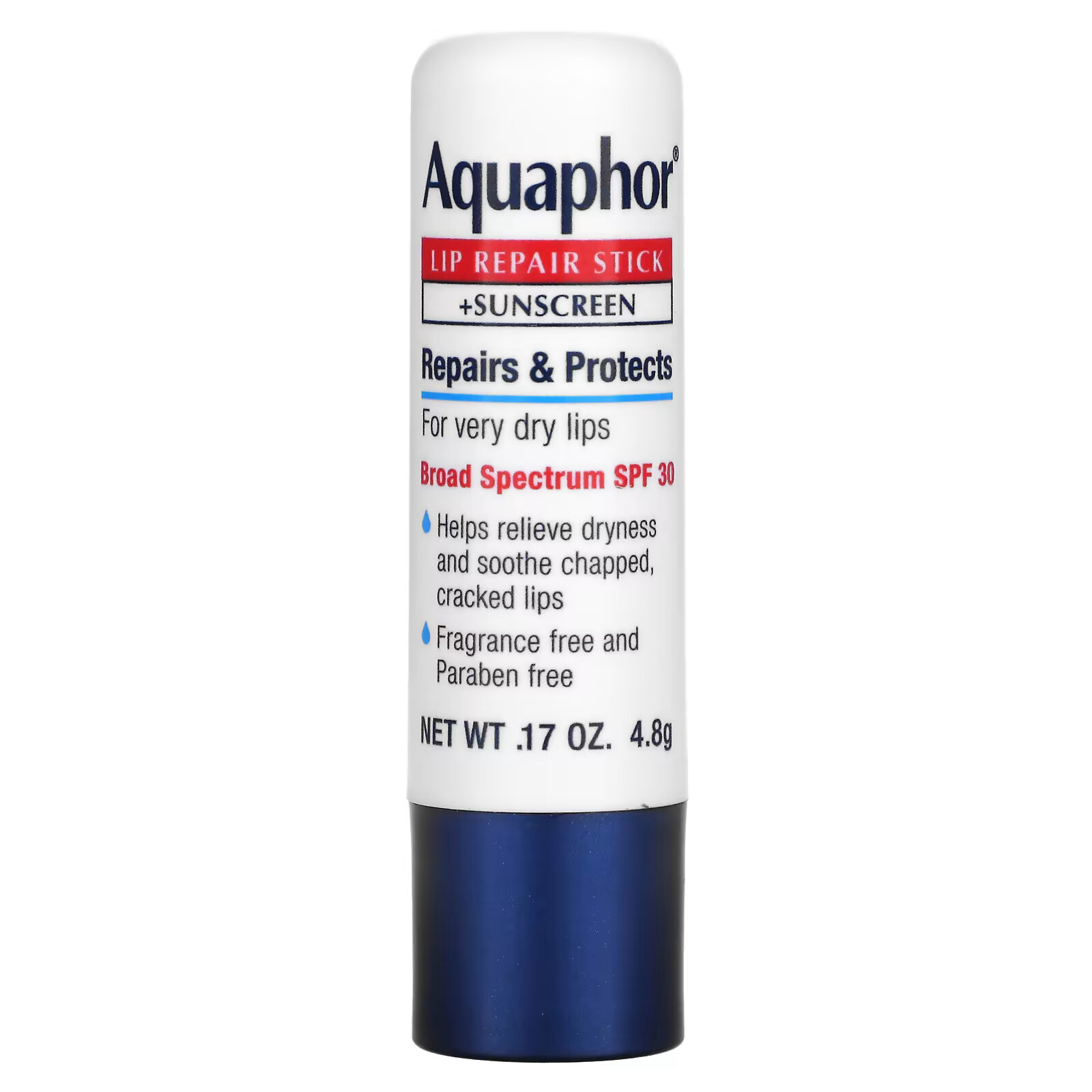 Aquaphor, Стик для восстановления губ + солнцезащитный крем, SPF 30, без отдушек, 4,8 г (0,17 унции) aquaphor стик для восстановления губ солнцезащитный крем spf 30 без отдушек 4 8 г 0 17 унции
