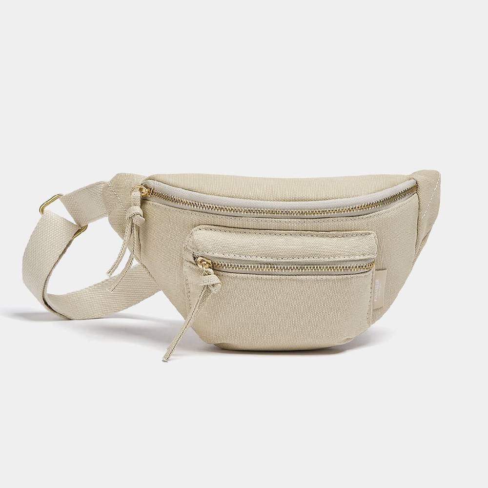 

Поясная сумка с двойной молнией Pull&Bear, бежевый