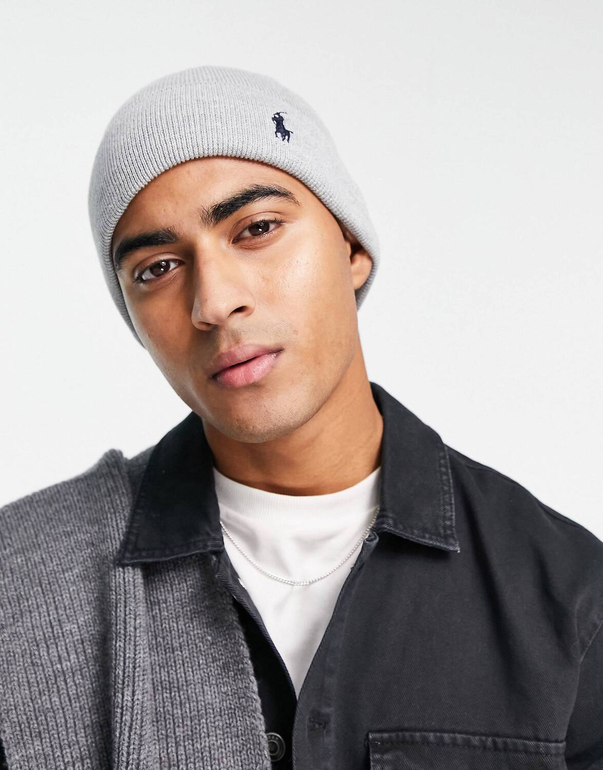 

Серая хлопковая шапка Polo Ralph Lauren с логотипом