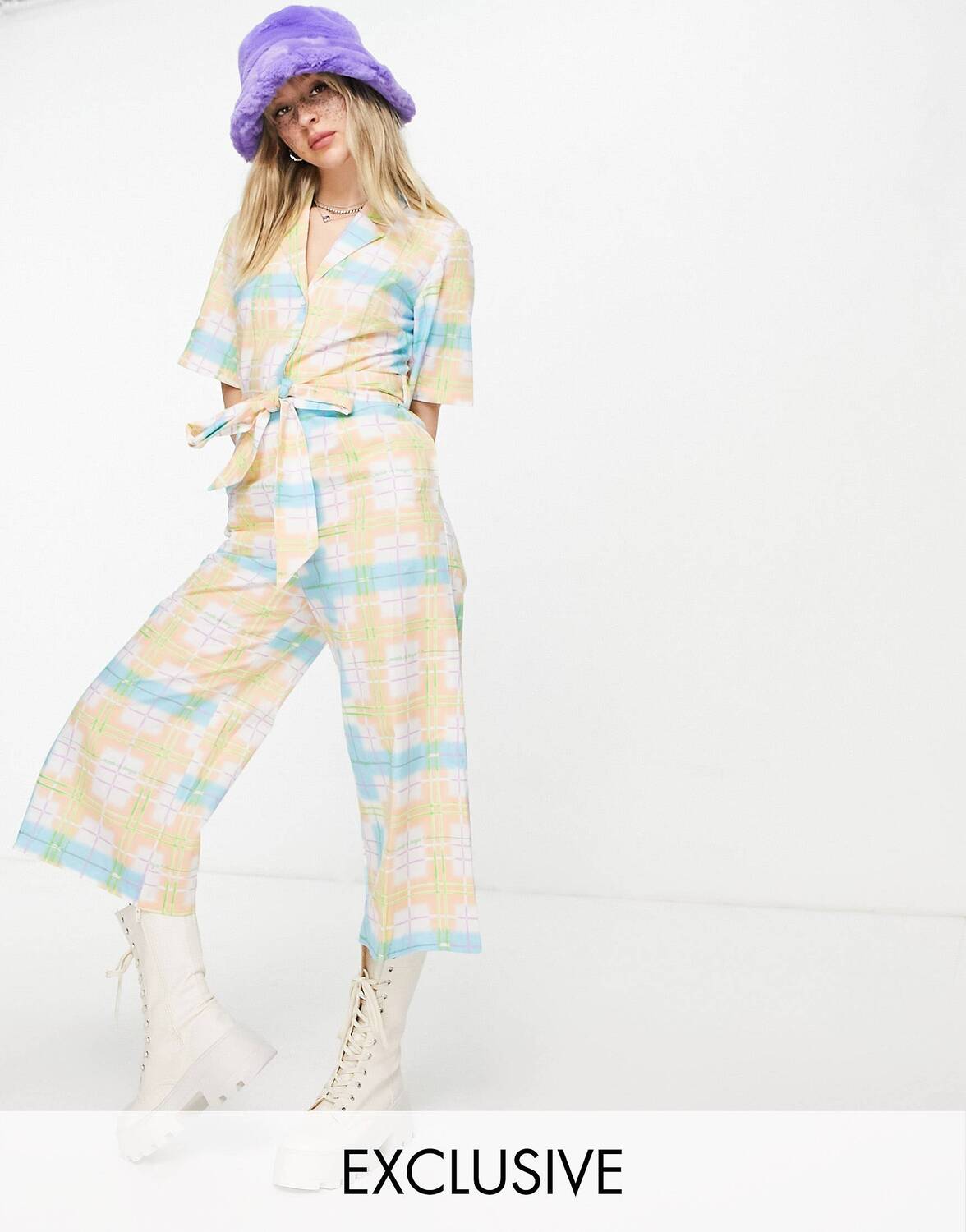 

Комбинезон в клетку на пуговицах ASOS MADE IN KENYA
